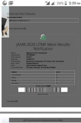 Jamb mock exam results