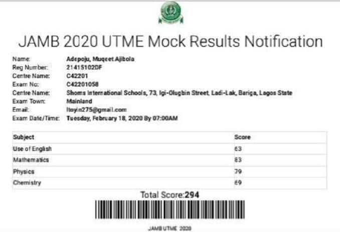 Jamb mock exam results