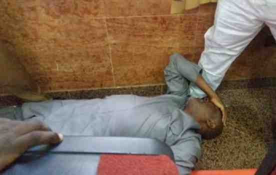 Olisa Metuh lying down on the floor of the court after he collapsed