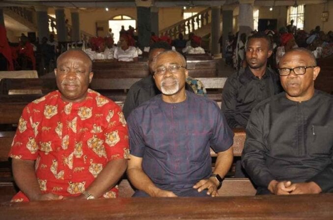 Peter Obi Abaribe others Attend Nnamdi Kanu’s Parents Funeral
