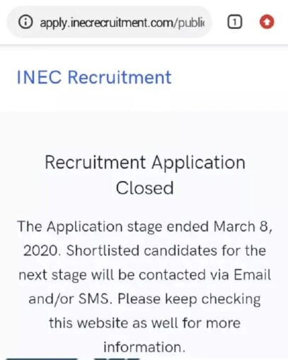 INEC Closes Recruitment Portal Gives Directions for the Next Stage