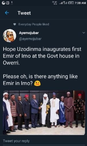 IPOB Members Fume as Hope Uzodinma Inaugurates First Emir of Imo State