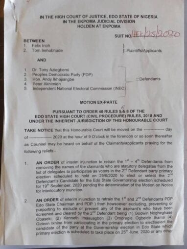 Court Orders PDP To Field Obaseki In Edo Primaries3