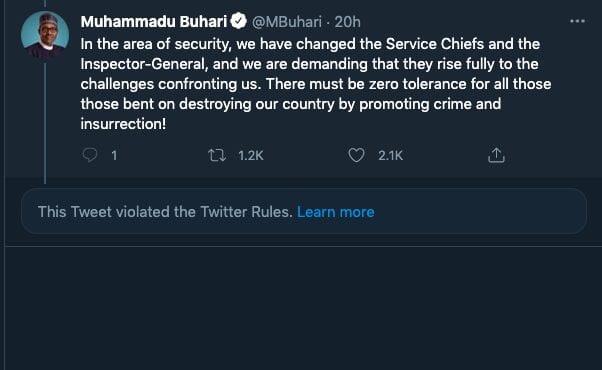 Buharis civil war tweet